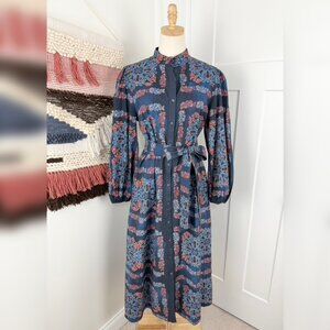 Celina Moon Floral Shirt Dress Navy Sz L